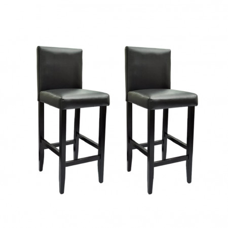 Scaune de bar 2 buc, piele artificială, negru