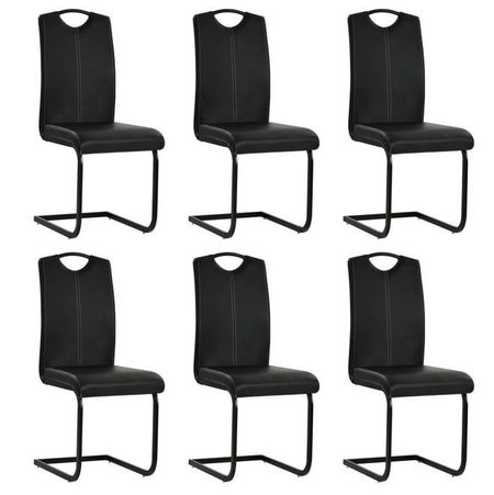 Scaune de bucătărie 6 buc piele artificială 43x55x100 cm, negru