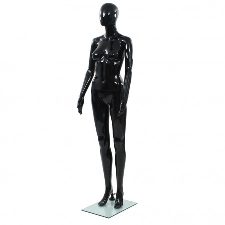 vidaXL Corp manechin feminin, suport din sticlă, Negru lucios 175 cm