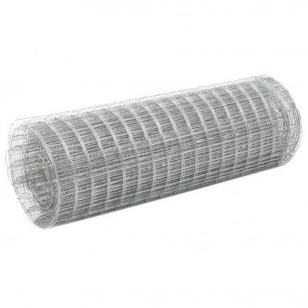 vidaXL Plasă de sârmă, argintiu, 25 x 0,5 m, oțel galvanizat, pătrat