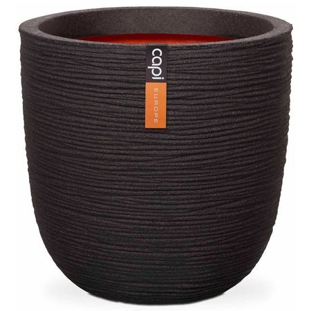 Capi Jardinieră în formă de ou "Nature Rib" negru 35 x 34 cm, PKBLR932
