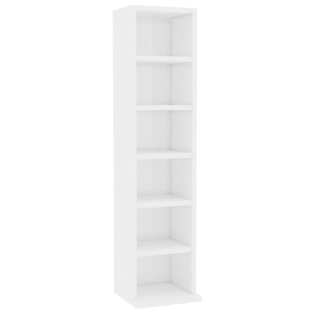 Dulap CD-uri, alb extralucios, 21x16x88 cm, PAL