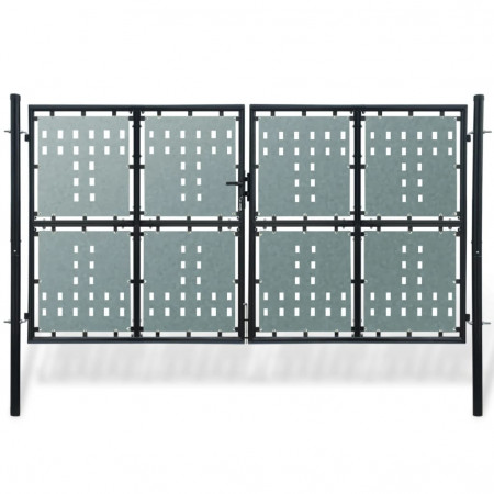 Poartă dublă neagră pentru gard 300 x 225 cm