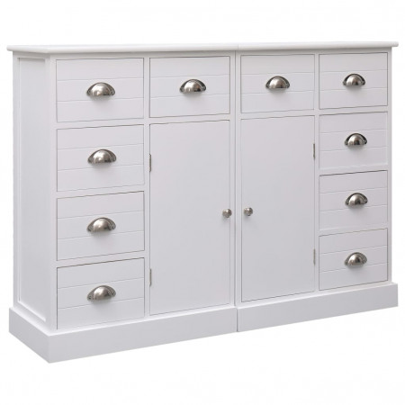 Servantă cu 10 sertare, alb, 113 x 30 x 79 cm, lemn