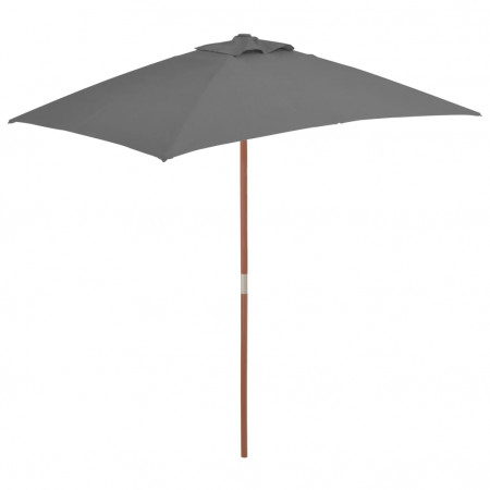 vidaXL Umbrelă de soare, exterior, stâlp lemn, 150x200 cm, antracit