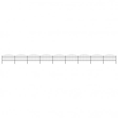 Gard de grădină cu vârf suliță, negru, (1-1,25)x15,3 m oțel