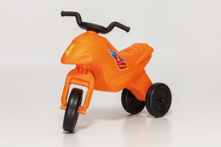 Motocicleta copii cu trei roti fara pedale mediu culoarea portocaliu