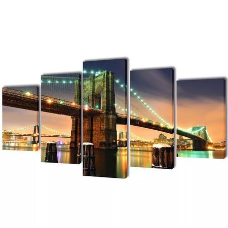Set tablouri din pânză cu imprimeu Podul Brooklyn, 100 x 50 cm