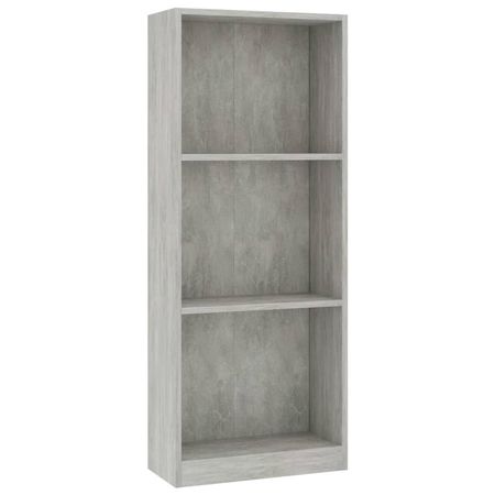 Bibliotecă cu 3 rafturi, gri beton, 40 x 24 x 108 cm, PAL
