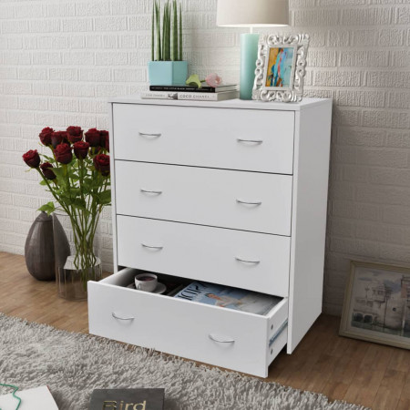 Bufet cu 4 sertare, 60 x 30,5 x 71 cm, alb