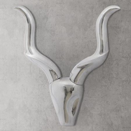 Decorațiune pentru perete tip cap de taur, aluminiu, 50 cm, argintiu