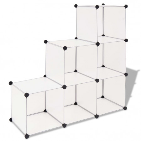 Dulap de depozitare tip cub, cu 6 compartimente, alb