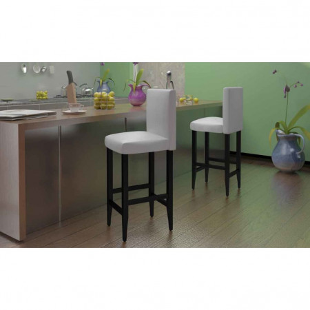 Scaune de bar, 4 buc., piele artificială, alb
