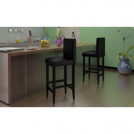 Scaune de bar, 4 buc., piele artificială, negru - Img 1
