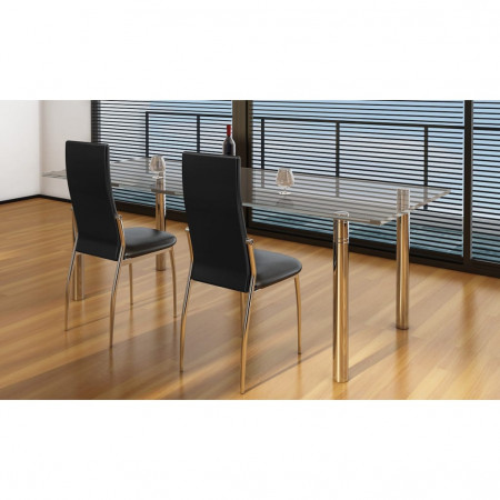 Scaune de bucătărie, 2 buc., piele artificială, negru