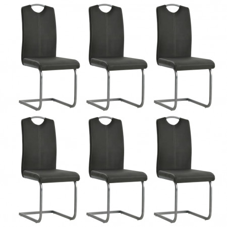 Scaune de bucătărie 6 buc piele artificială 43x55x100 cm, gri