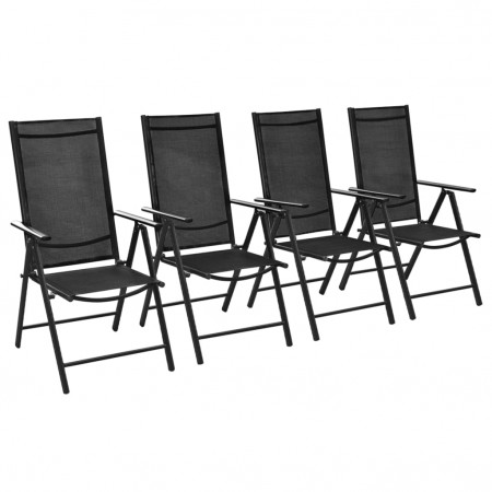 Scaune de exterior din aluminiu, 4 buc, 54 x 73 x 107 cm, negru