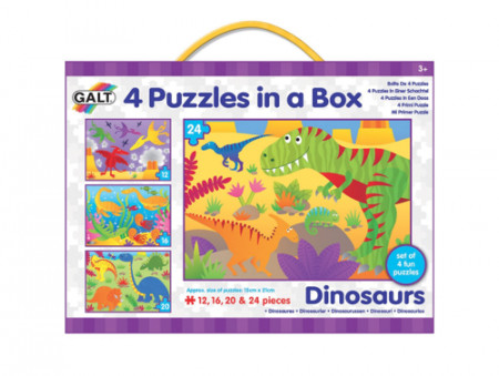Set 4 puzzle-uri Dinozauri (12, 16, 20, 24 piese)