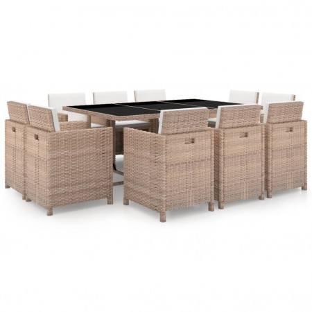Set mobilier de exterior 31 piese, poliratan, gri/bej