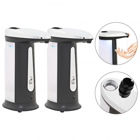 vidaXL Dozator săpun automat 2 buc, senzor infraroșu, 800 ml, sonor