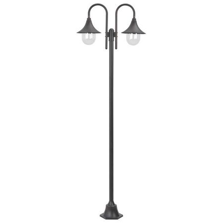 vidaXL Stâlp cu lumini de grădină E27 220 cm, aluminiu 2 lămpi, bronz