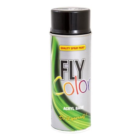 Vopsea spray decorativă FLY COLOR, acrilică, 400ml, RAL 9005 negru lucios