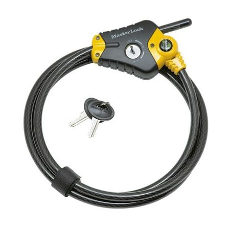 Cablu antifurt bicicletă ajustabil din oțel MASTERLOCK 8420EURD, 4,50m, Ø10mm, clasă securitate 6/10, cheie