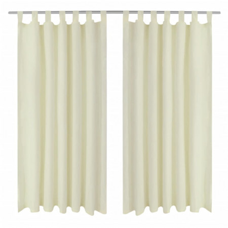 Draperii micro-satin cu bride, 140 x 225 cm, crem, 2 buc.