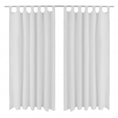Draperii micro-satin cu bride, 2 buc, 140 x 225 cm, alb