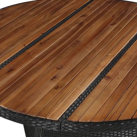 Masă de exterior, poliratan și lemn masiv acacia, 150 x 74 cm