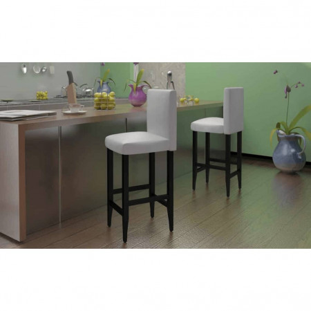 Scaune de bar, 6 buc., piele artificială, alb