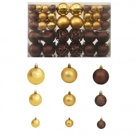 Set de globuri de Crăciun 100 de bucăți 6 cm Maro/Bronz/Auriu