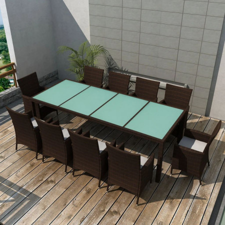 Set mobilier de exterior 21 piese, poliratan, maro