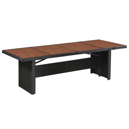 Set mobilier de exterior cu perne, 9 piese, negru, poliratan