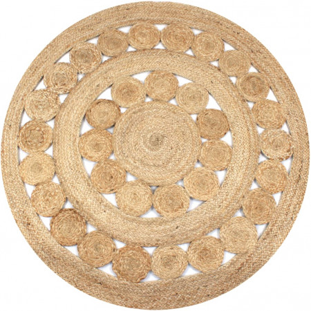 Covor din iută cu model împletit, 150 cm rotund