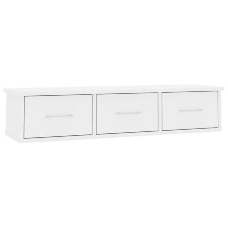 Dulap de perete cu sertare, alb extralucios, 90x26x18,5 cm, PAL