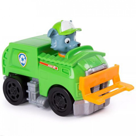 Figurina cu masinuta de reciclare Paw Patrol - Rocky, 20106660