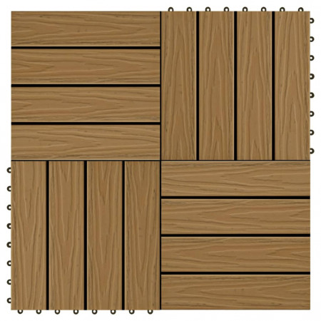 Plăci podea în relief, WPC, 11 buc., 30x30 cm 1 mp, culoare tec
