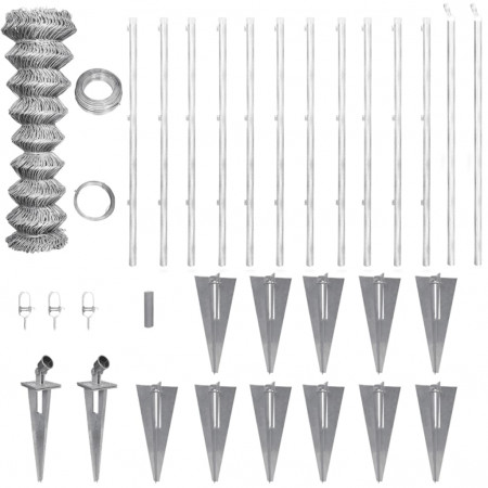 Gard din oțel galvanizat cu suporturi pivot pentru stâlpi 25 x 1,5 m