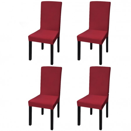 Husă elastică dreaptă pentru scaun, bordo, 4 buc.