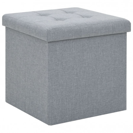 Taburet de depozitare pliabil, gri deschis, 38x38x38 cm, textil