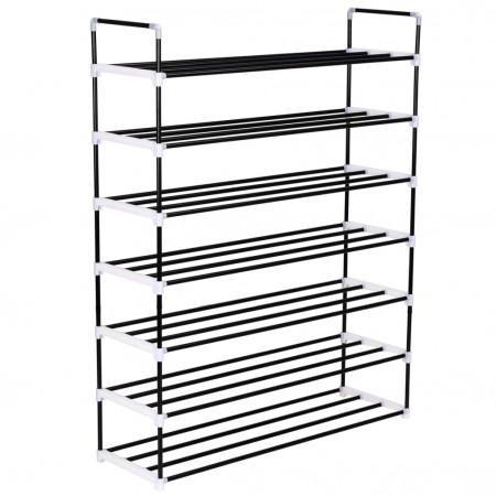 vidaXL Raft încălțăminte cu 7 etajere din metal și plastic Negru