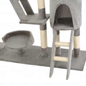 Ansamblu pentru pisici, stâlpi din funie sisal, 230-250 cm, gri - Img 7