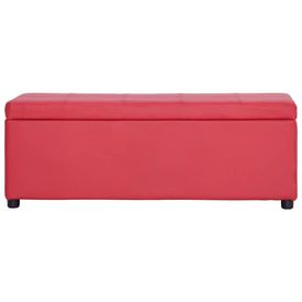 Bancă, compartiment de depozitare, roșu, 116 cm piele ecologică