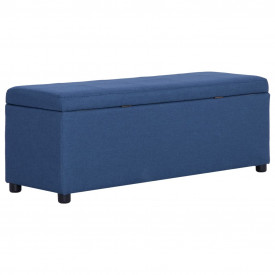 Bancă cu compartiment de depozitare albastru, 116 cm, poliester - Img 4