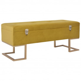 Banchetă cu un compartiment de depozitare muștar 105cm catifea - Img 1
