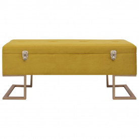 Banchetă cu un compartiment de depozitare muștar 105cm catifea - Img 3