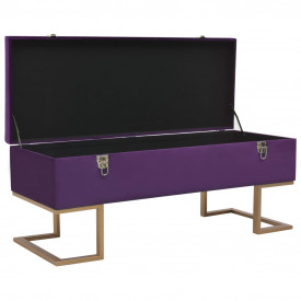 Banchetă cu un compartiment de depozitare violet 105cm catifea - Img 2