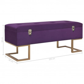 Banchetă cu un compartiment de depozitare violet 105cm catifea - Img 7