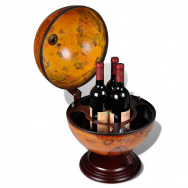 Bar cu blat pentru sticle de vin, tip glob pământesc, lemn - Img 4